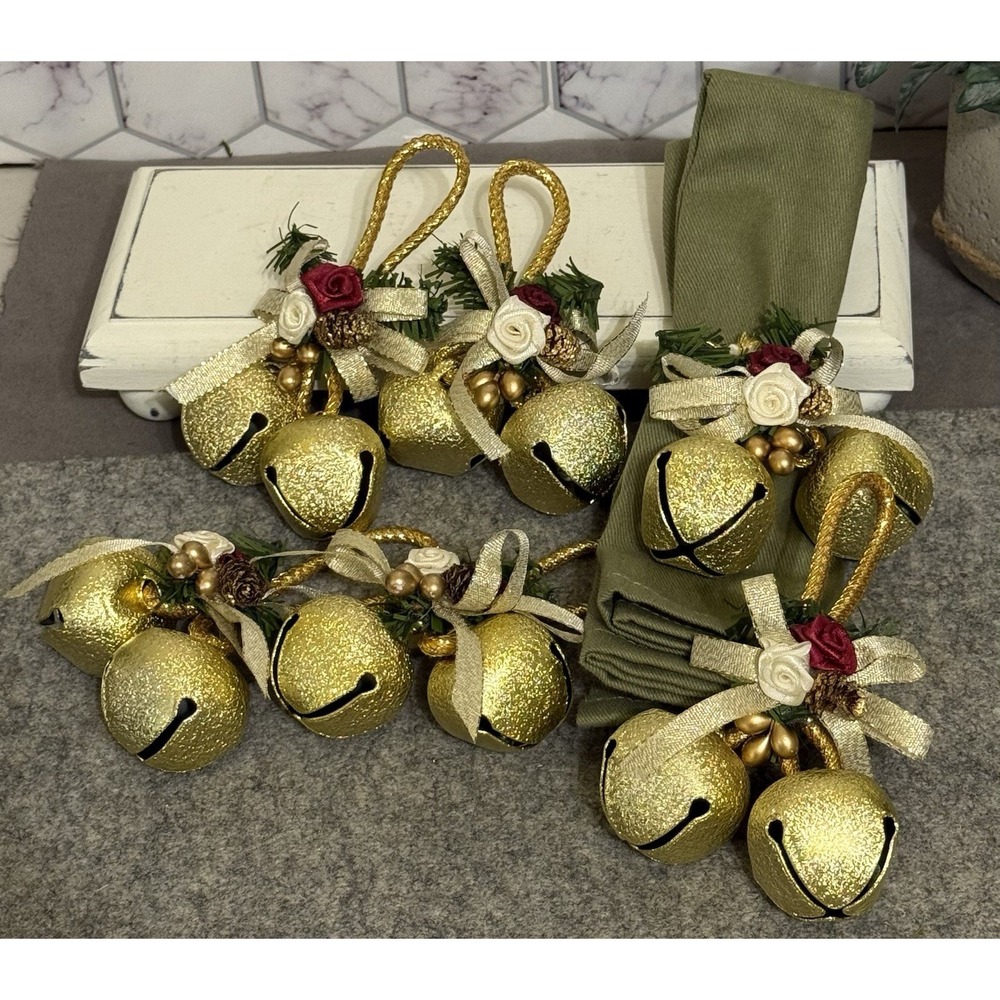 Lot Of Beautiful Vintage Christmas Bell Napkin Ring Holders Collectibles - Picture 2 of 5
